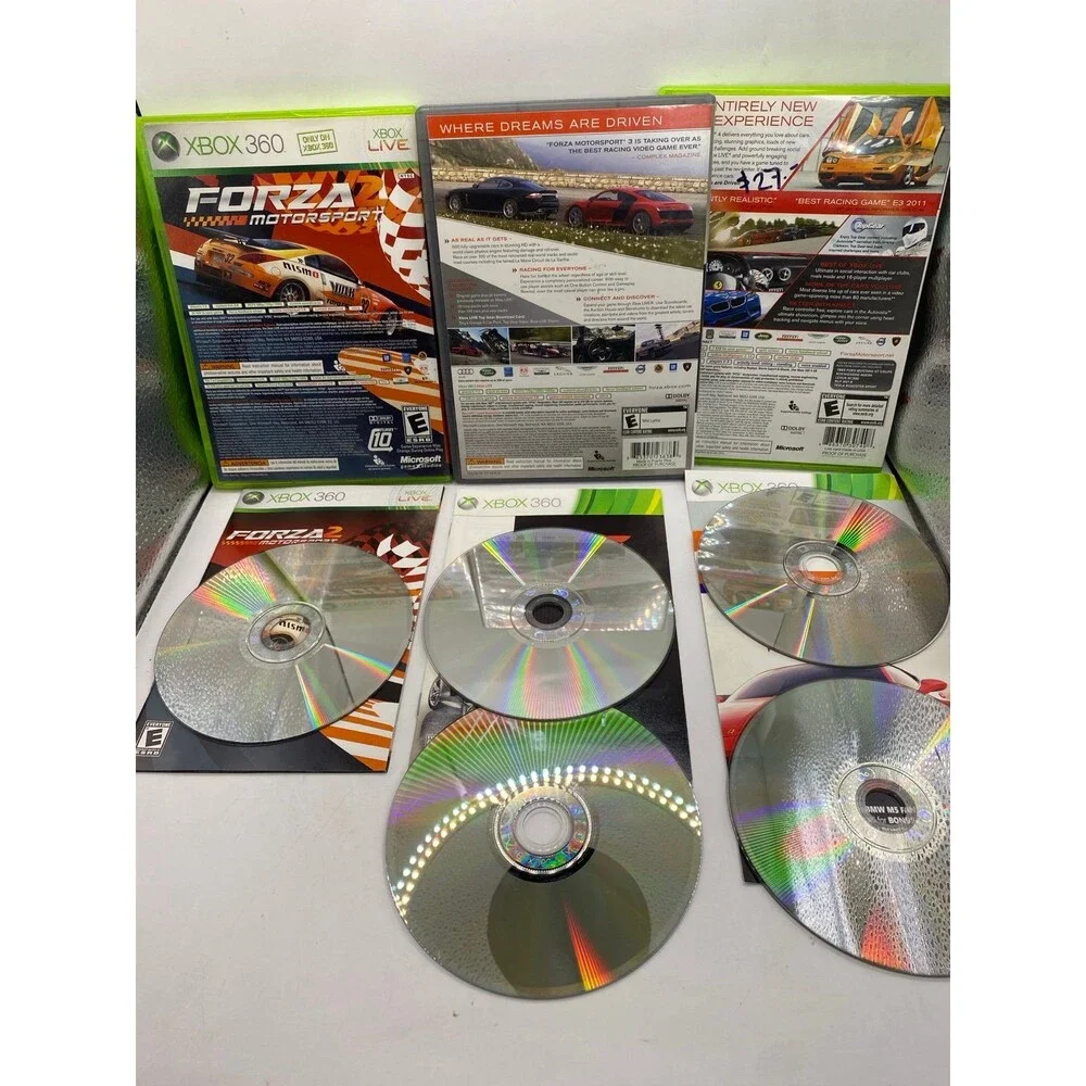 Forza Motorsport 2, 3 & 4 Xbox 360 Bundle CIB Tested three game lot